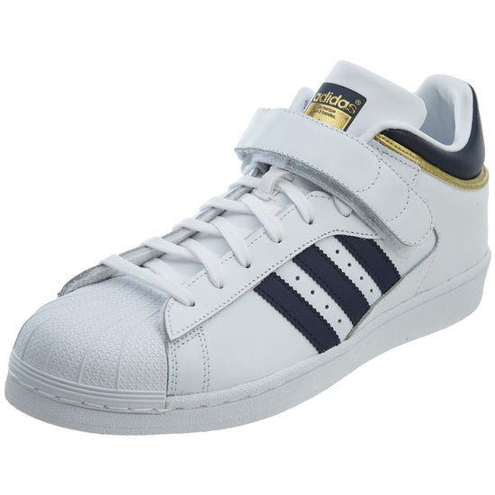 Adidas Pro Shell White Collegiate Navy Gold Leather Mens Style :BY4383