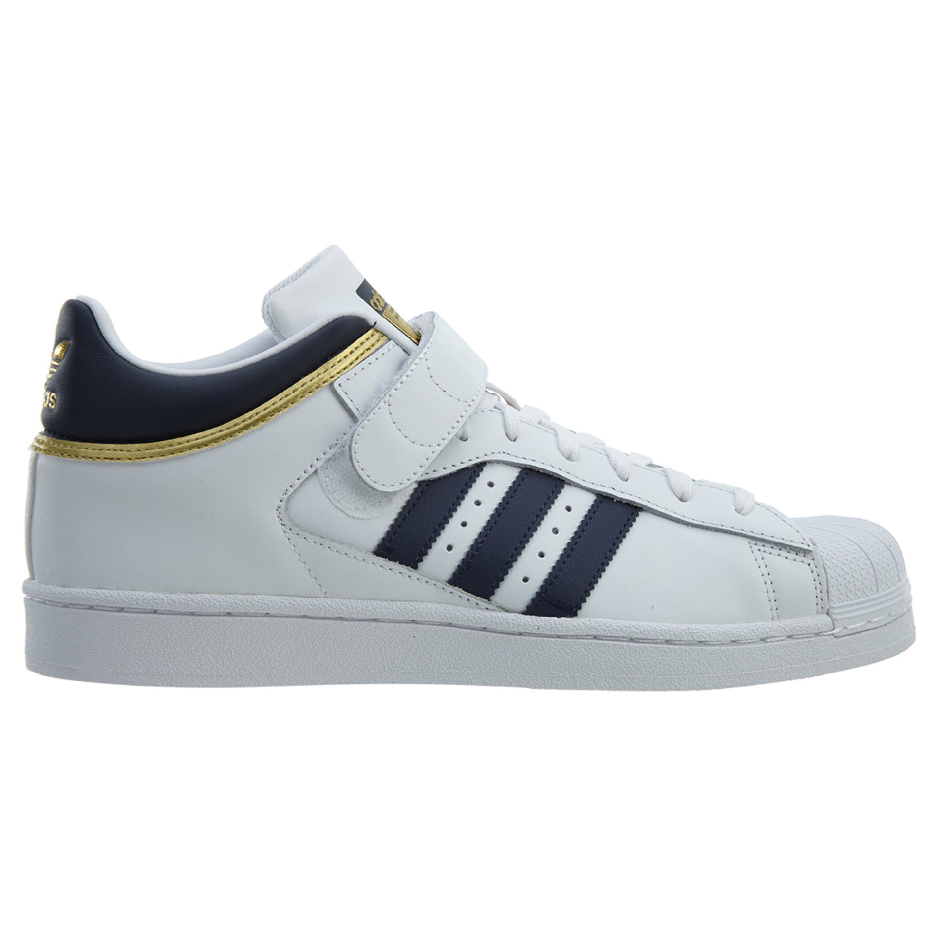 Adidas Pro Shell White Collegiate Navy Gold Leather Mens Style :BY4383