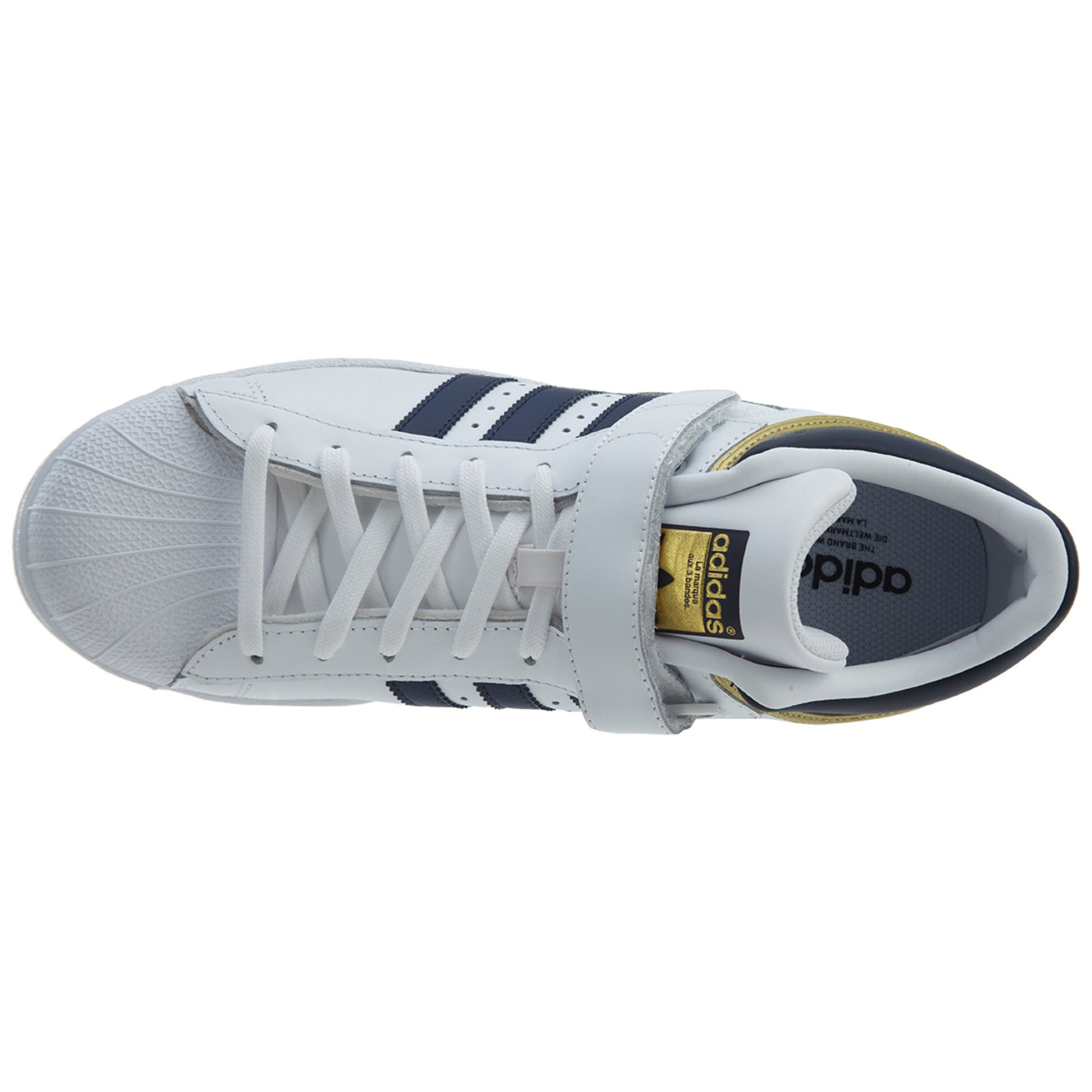 Adidas Pro Shell White Collegiate Navy Gold Leather Mens Style :BY4383