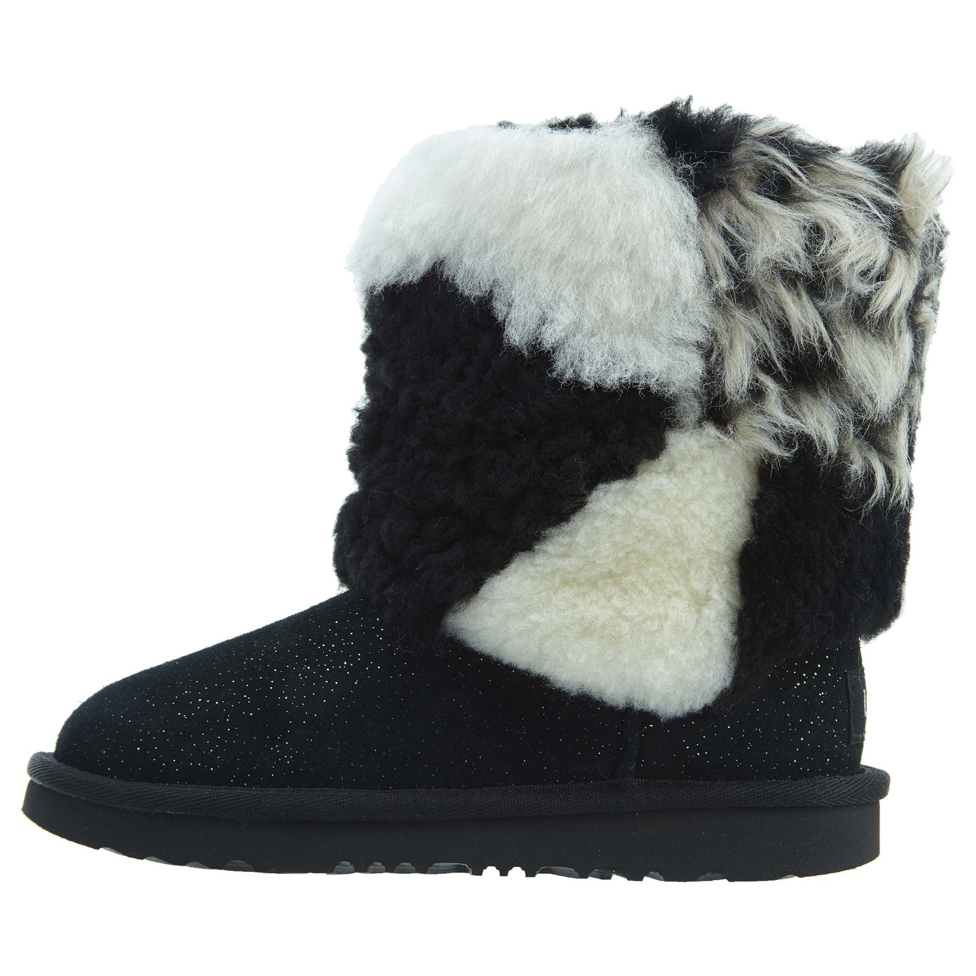 Ugg Classic Short Patchwork Fluff Little Kids Style : 1096929k-BlK