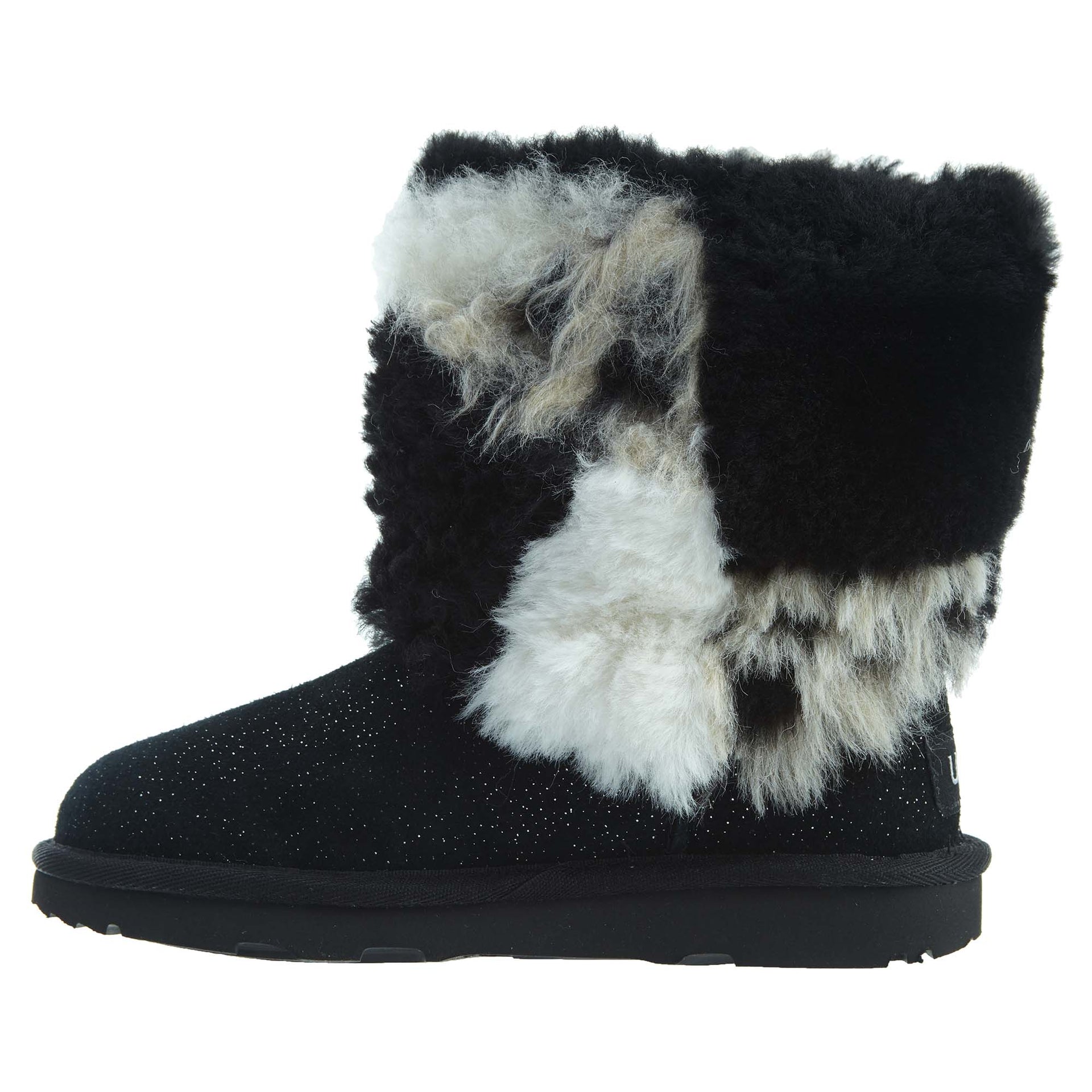 Ugg Classic Short Patchwork Fluff Little Kids Style : 1096929k-BlK