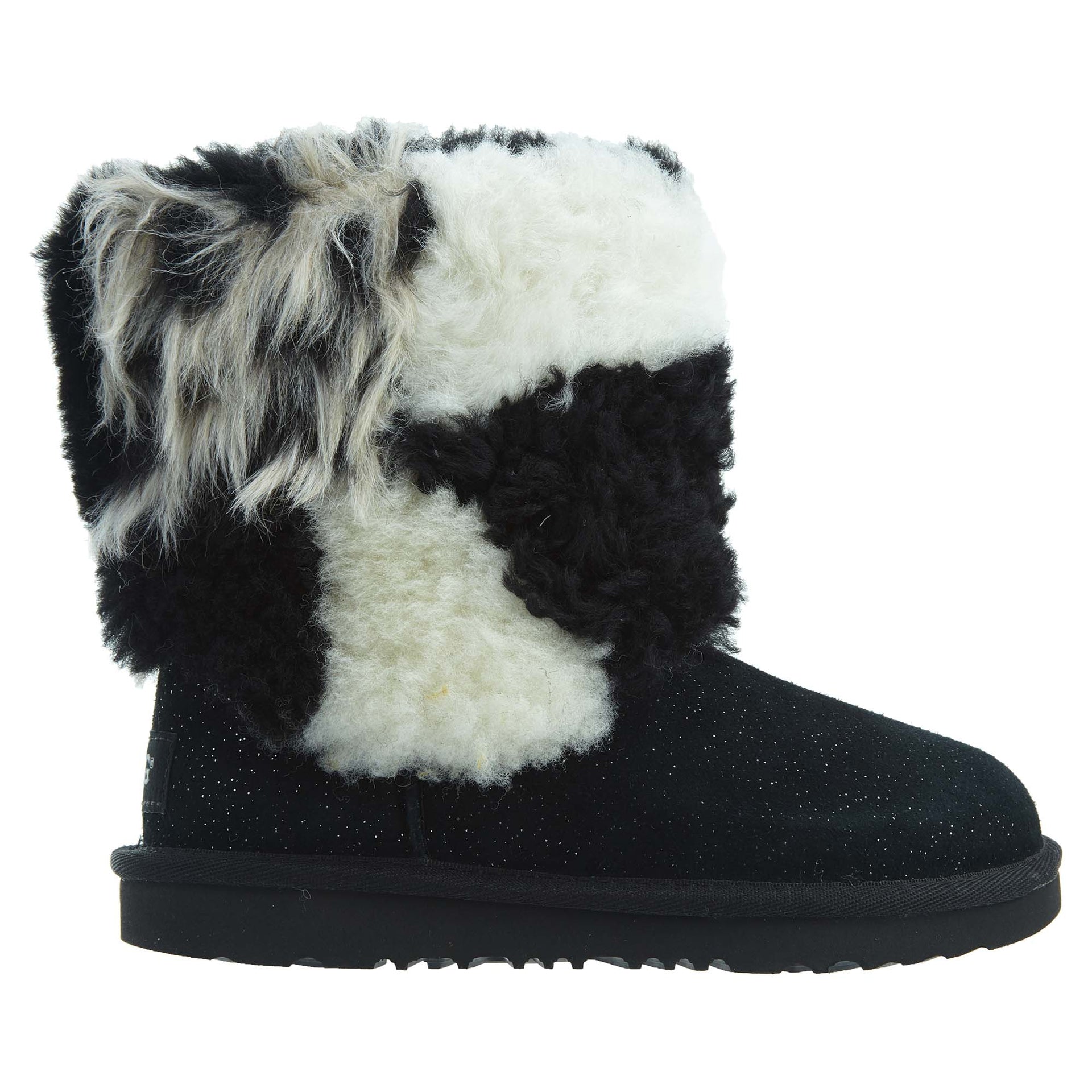 Ugg Classic Short Patchwork Fluff Little Kids Style : 1096929k-BlK