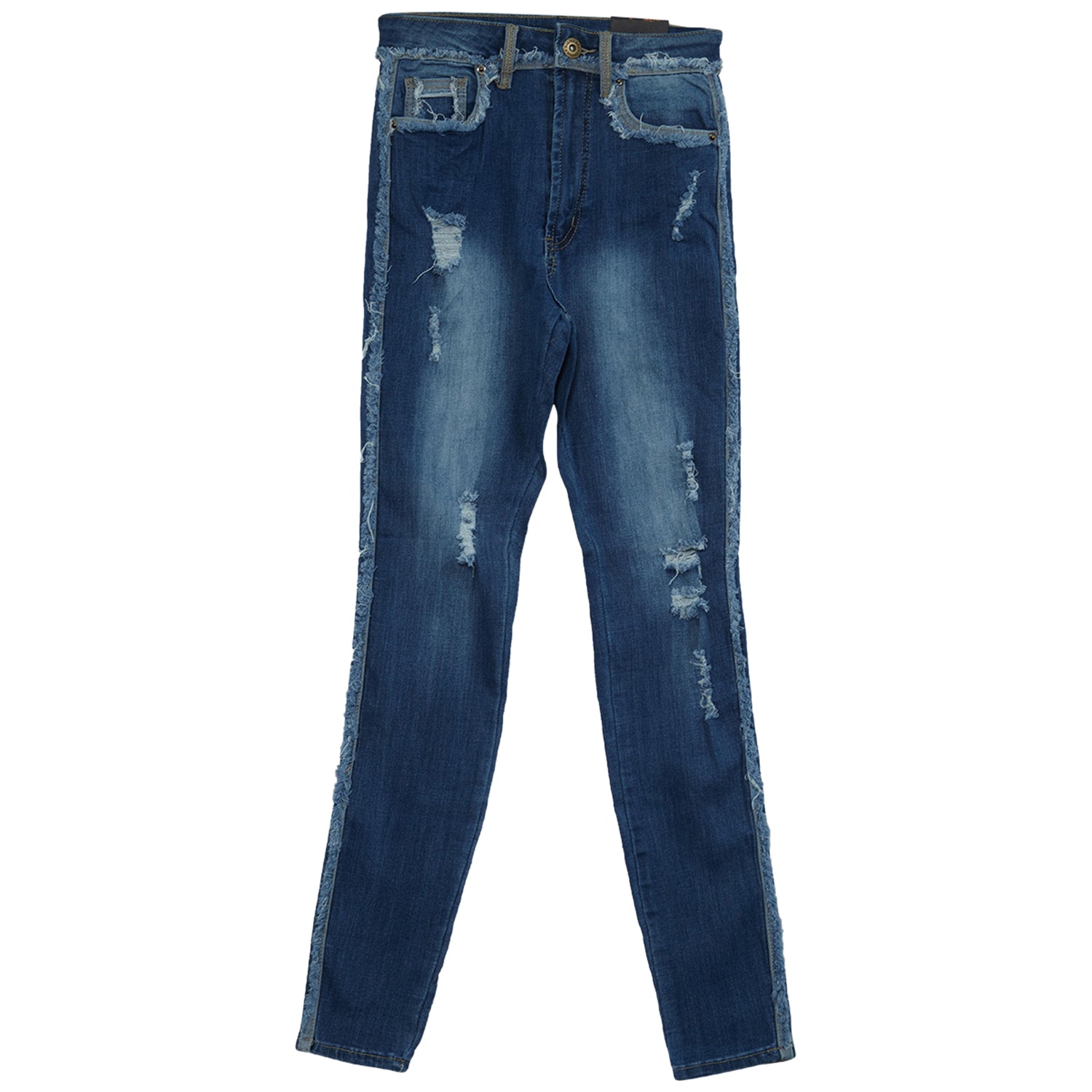 Red Fox High Waist Raw Edge Denim Jeans Womens Style : Pa830