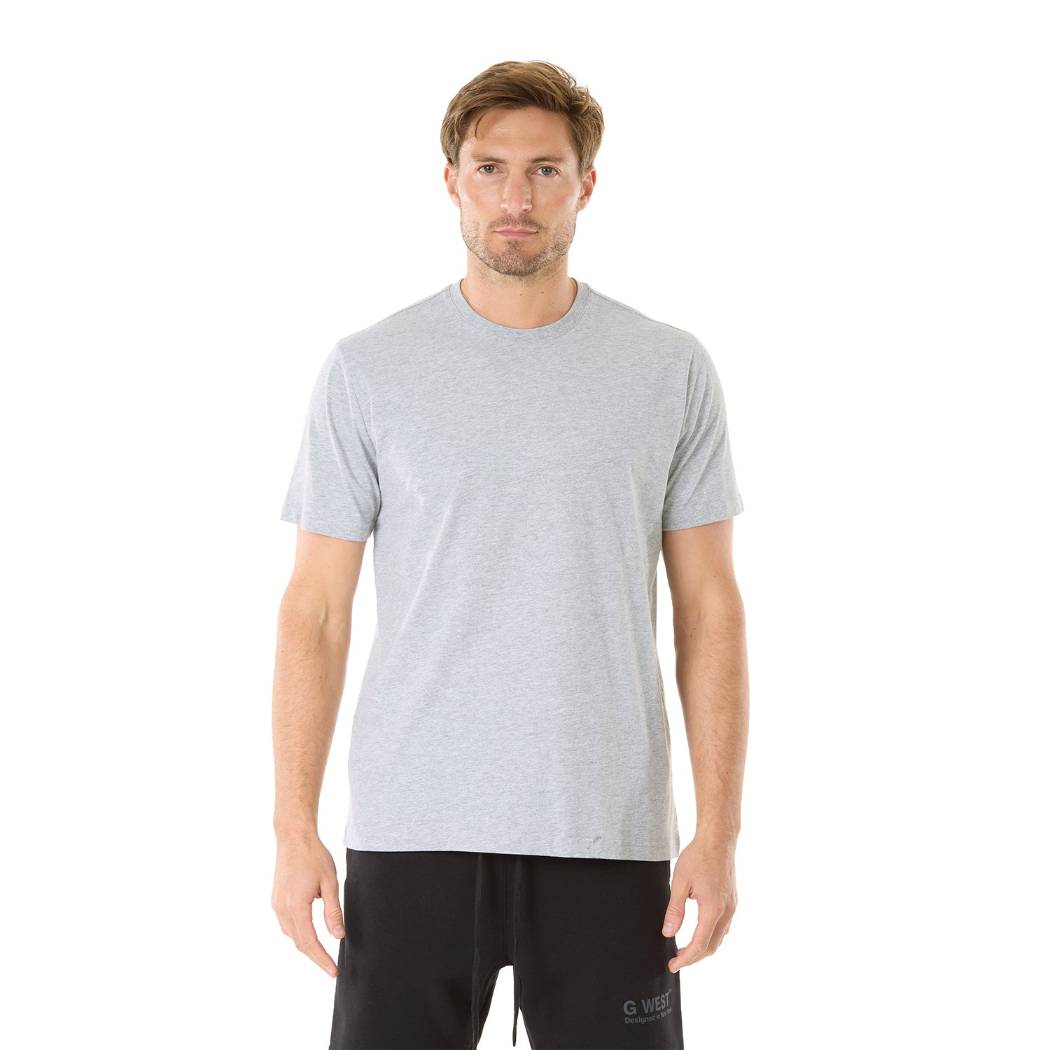 G WEST MENS SOLID CREW NECK TEE - GREY