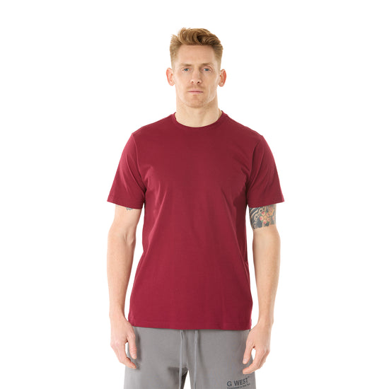 G WEST MENS SOLID CREW NECK TEE - BURGUNDY