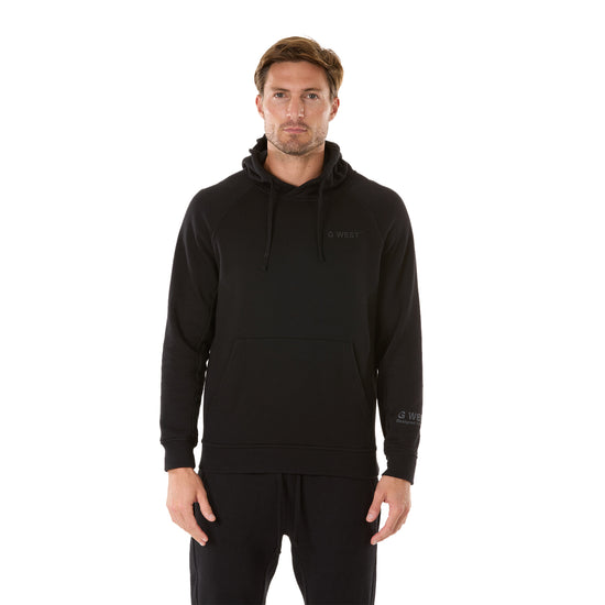 G WEST MENS FLEECE  PULLOVER HOODIE - JET BLACK