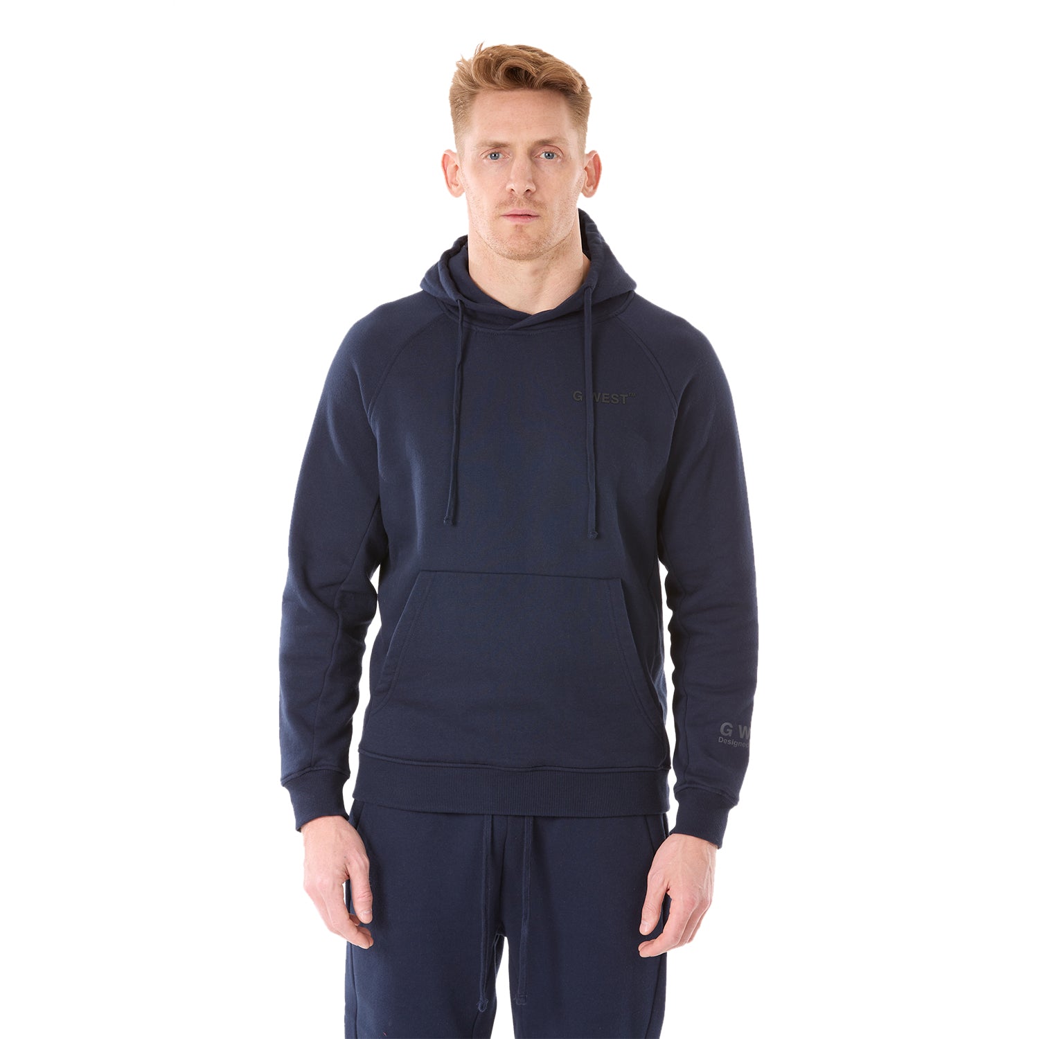 G WEST MENS FLEECE  PULLOVER HOODIE - NAVY BLAZER