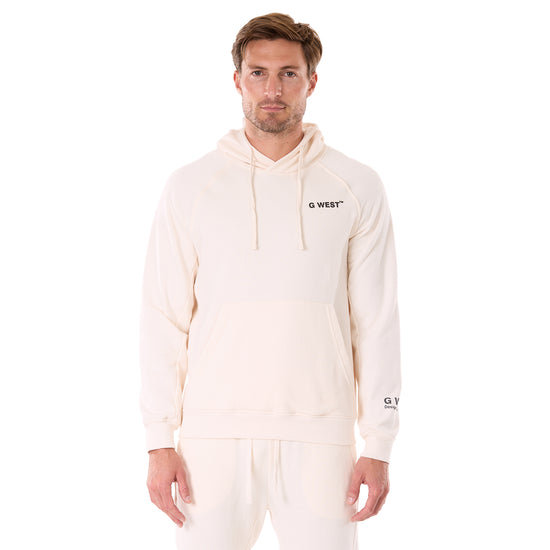 G WEST MENS FLEECE  PULLOVER HOODIE - WHISPER WHITE