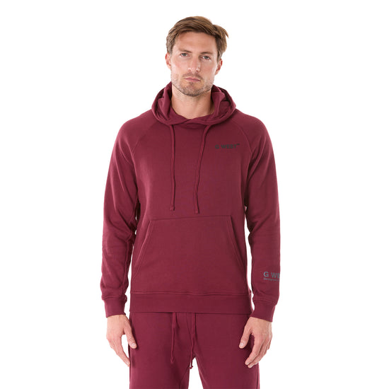 G WEST MENS FLEECE  PULLOVER  HOODIE - BURGUNDY