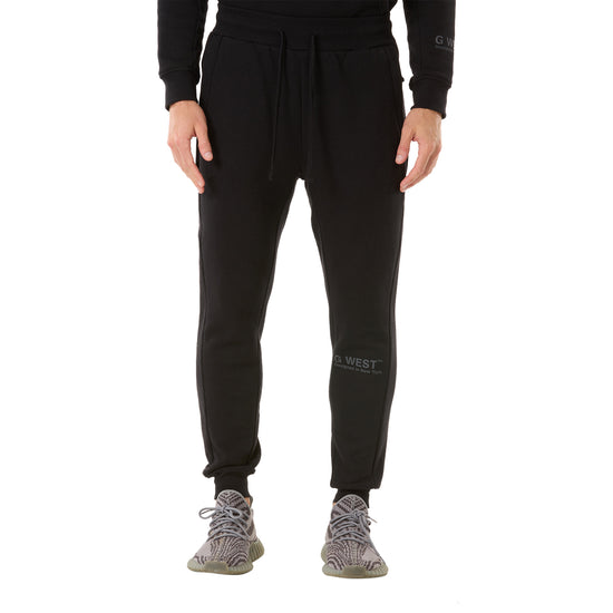 G WEST MENS FLEECE JOGGER PANTS - JET BLACK