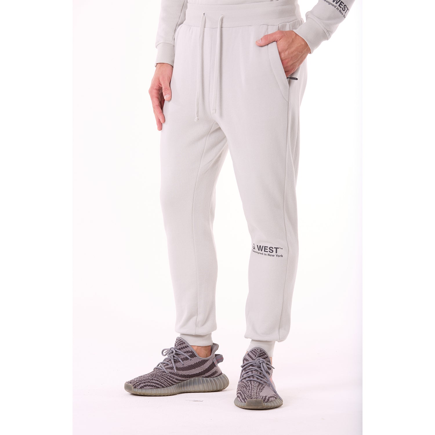 G WEST MENS FLEECE JOGGER PANTS  - STORMY GRAY