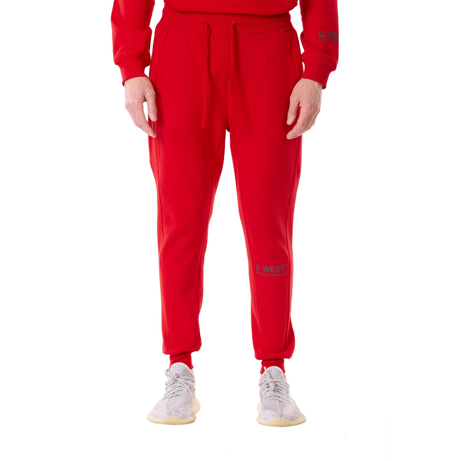 G WEST MENS FLEECE JOGGER PANTS - RACING RED