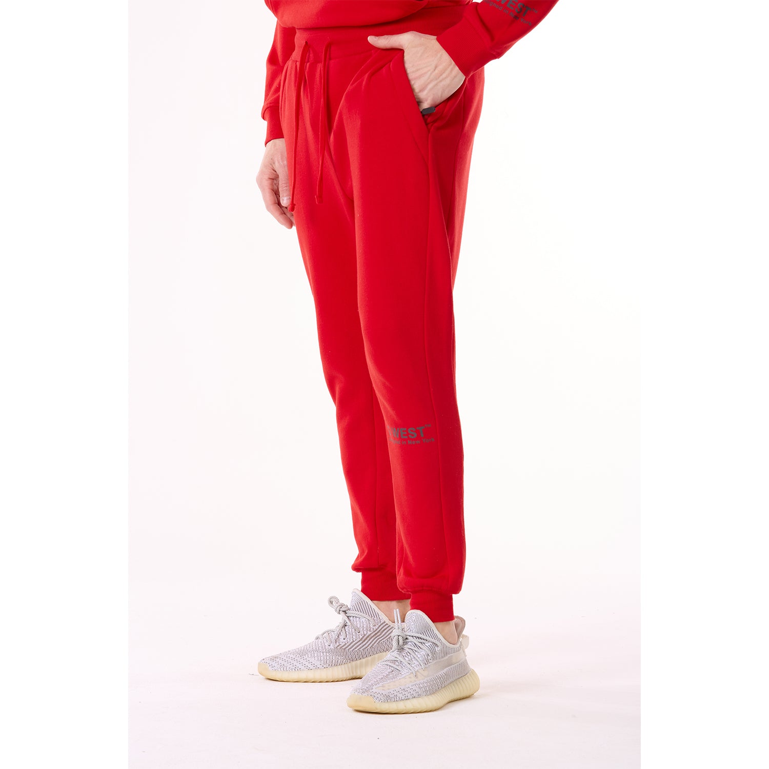 G WEST MENS FLEECE JOGGER PANTS - RACING RED