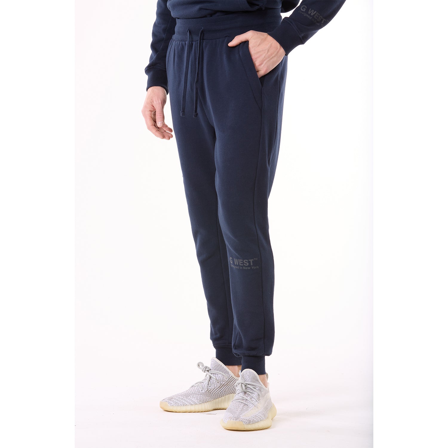 G WEST MENS FLEECE JOGGER PANTS - NAVY BLAZER