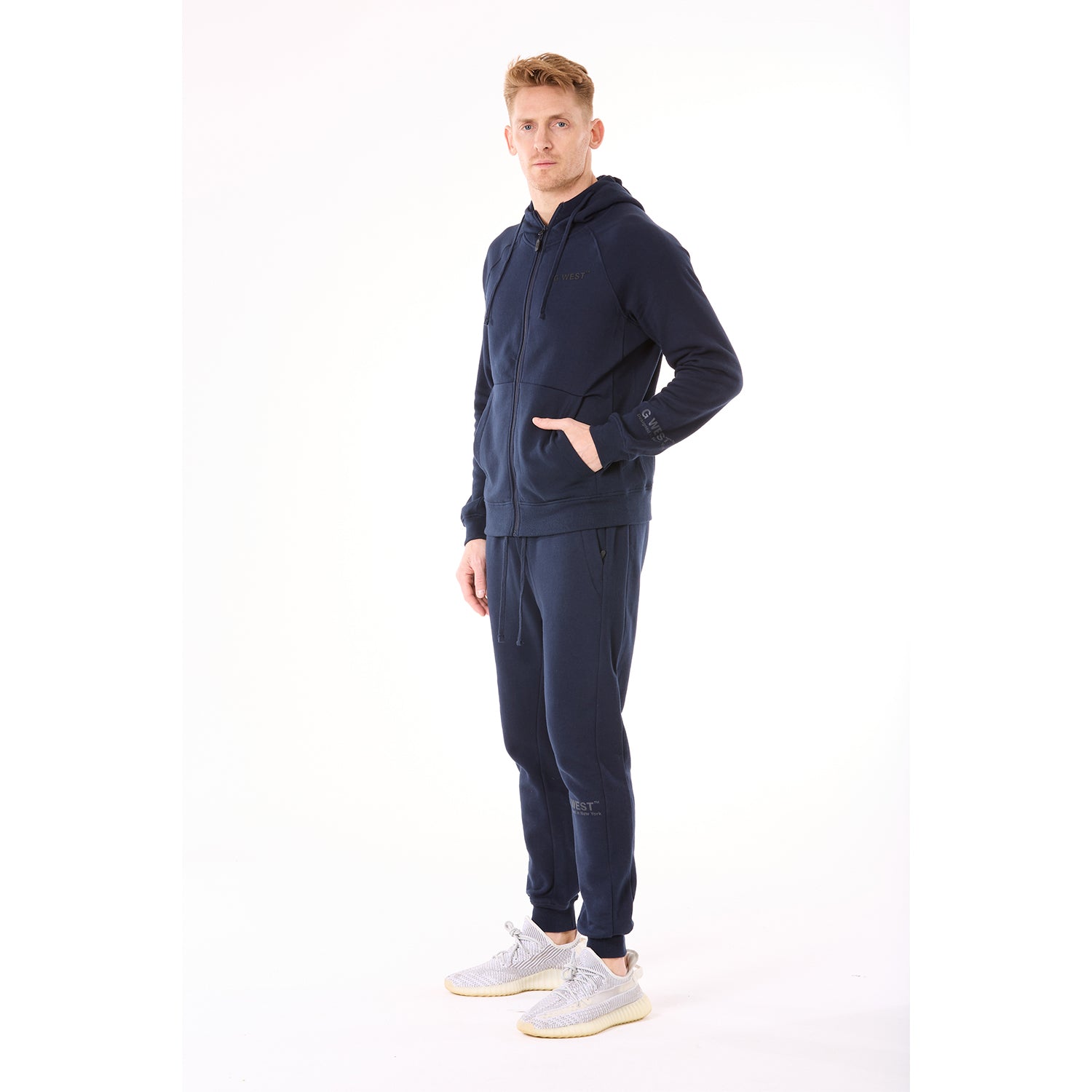 G WEST MENS FLEECE JOGGER PANTS - NAVY BLAZER