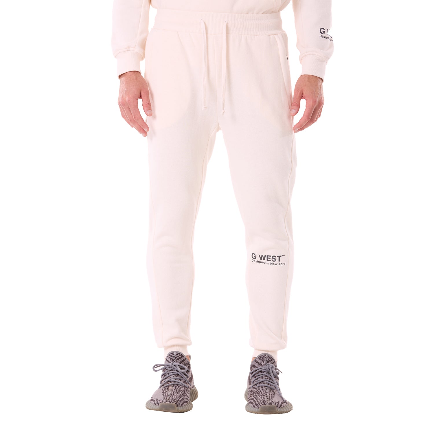 G WEST MENS FLEECE JOGGER PANTS  - WHISPER WHITE