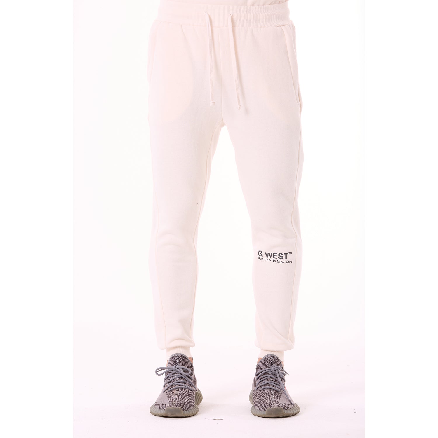 G WEST MENS FLEECE JOGGER PANTS  - WHISPER WHITE