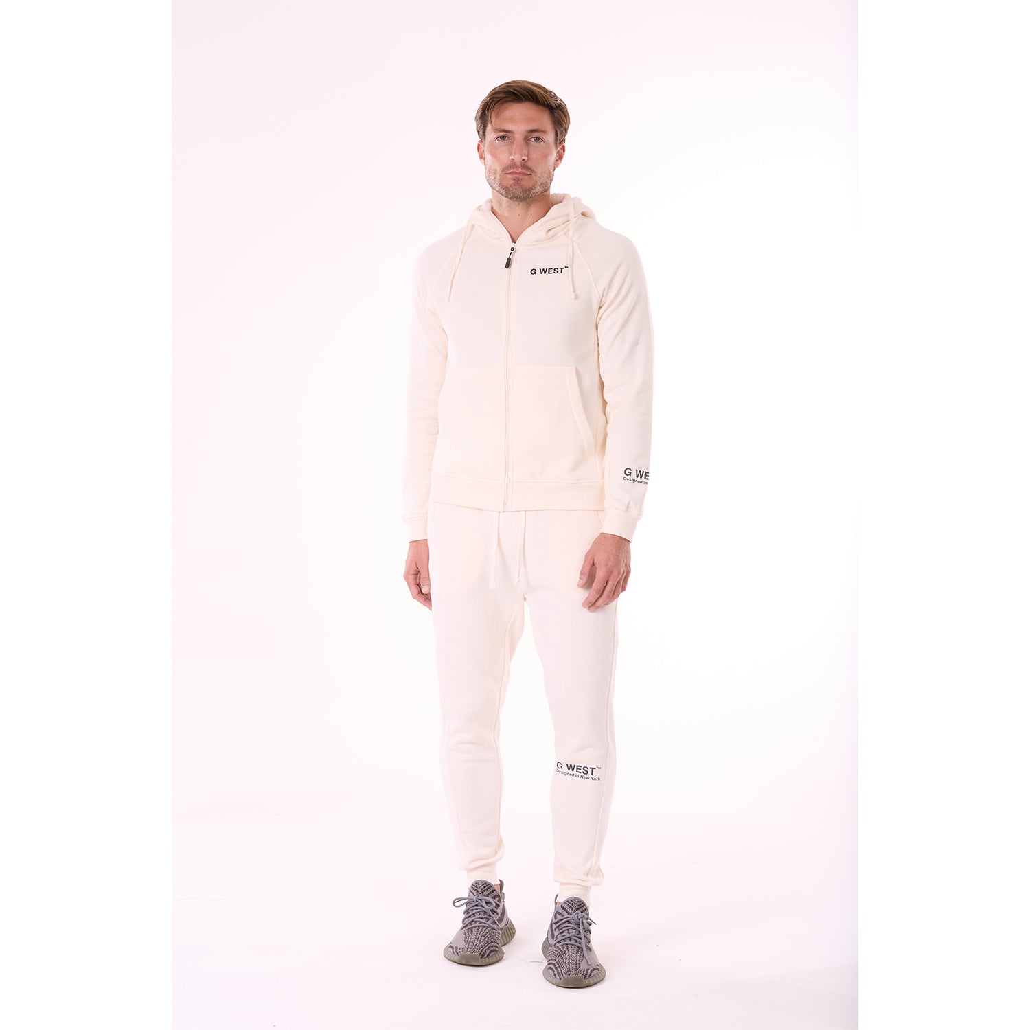 G WEST MENS FLEECE JOGGER PANTS  - WHISPER WHITE