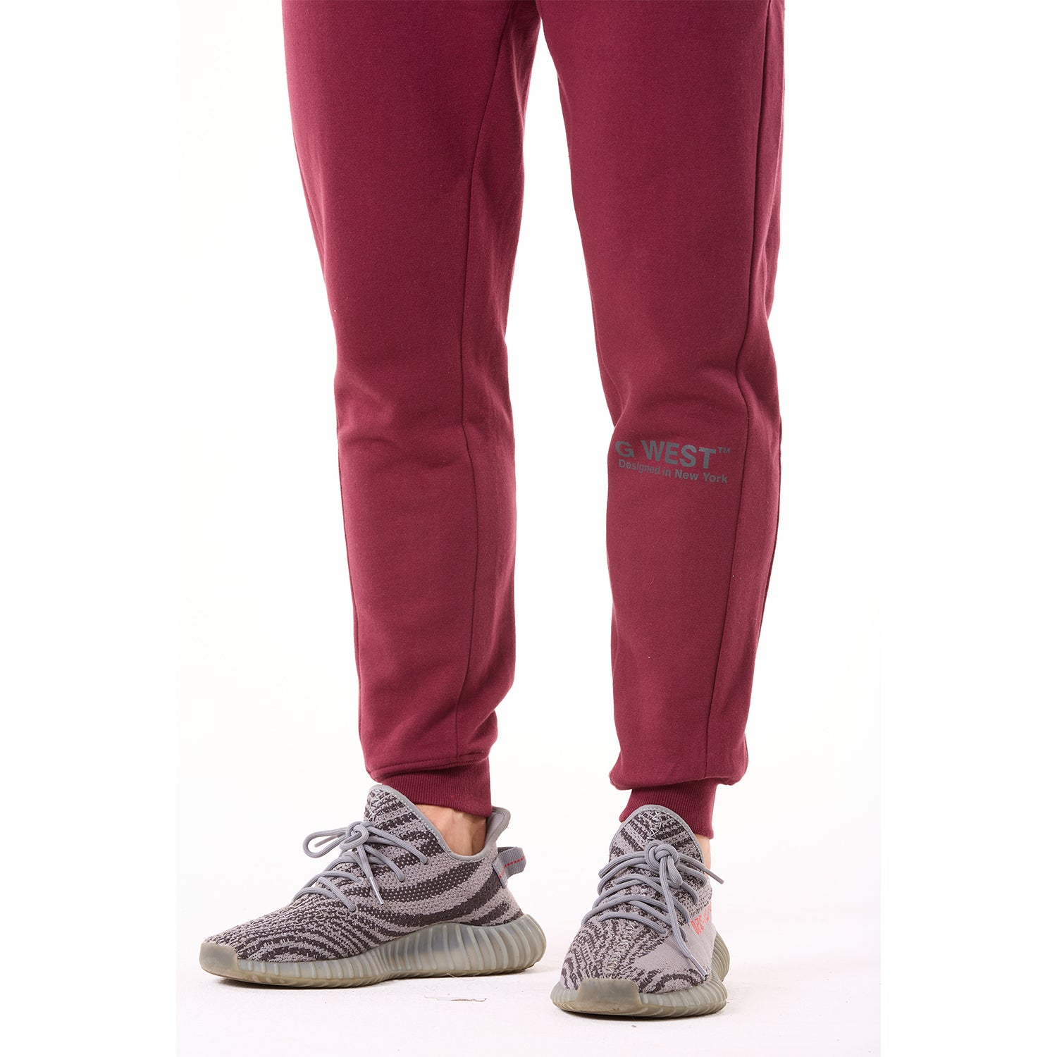 G WEST MENS FLEECE JOGGER PANTS - BURGUNDY