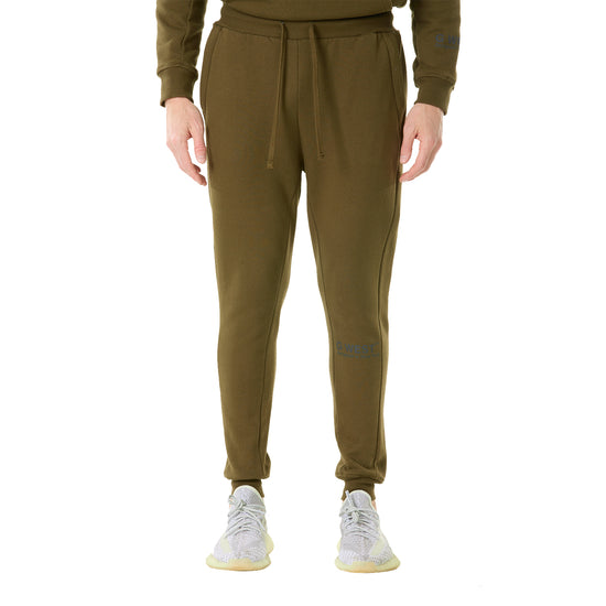 G WEST MENS FLEECE JOGGER PANTS - DARK OLIVE