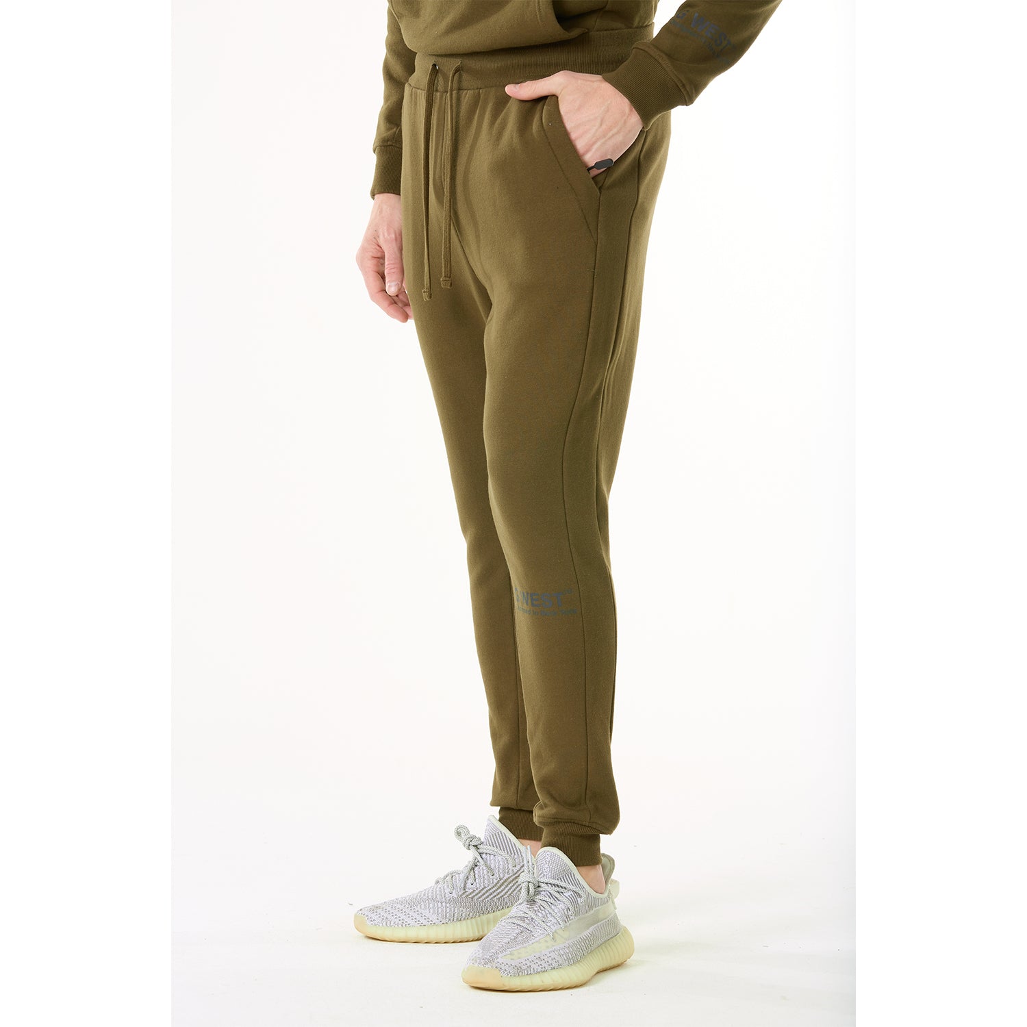 G WEST MENS FLEECE JOGGER PANTS - DARK OLIVE