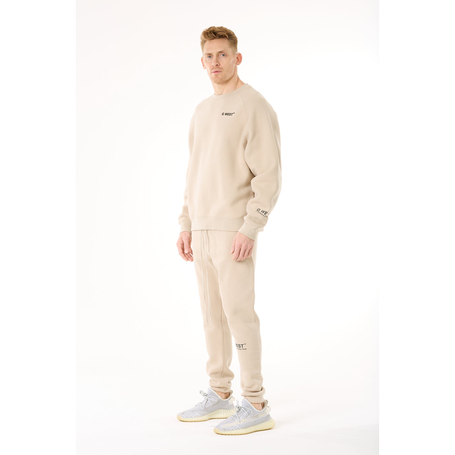 G WEST MENS  LIFESTYLE PREMIUM CREW NECK  SWEATSHIRT - OXFORD TAN