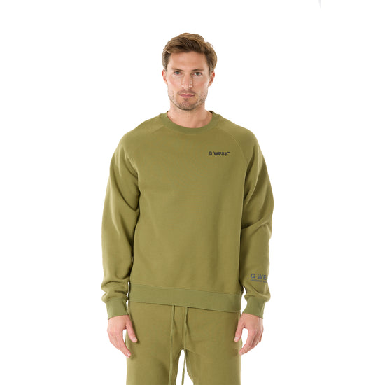 G WEST MENS  LIFESTYLE PREMIUM CREW NECK  SWEATSHIRT - CAPULET OLIVE