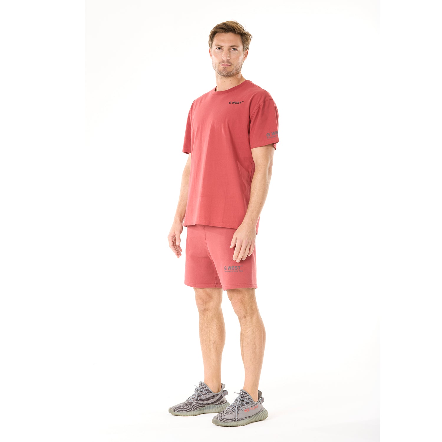 G WEST MENS  LIFESTYLE PREMIUM T-SHIRT - BRICK RED