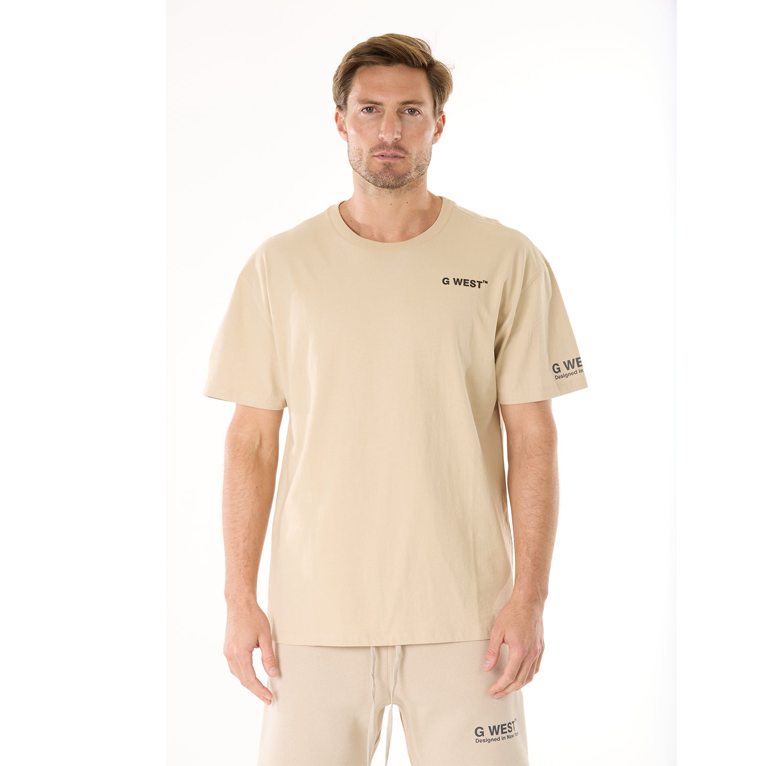 G WEST MENS  LIFESTYLE PREMIUM T-SHIRT - OXFORD TAN