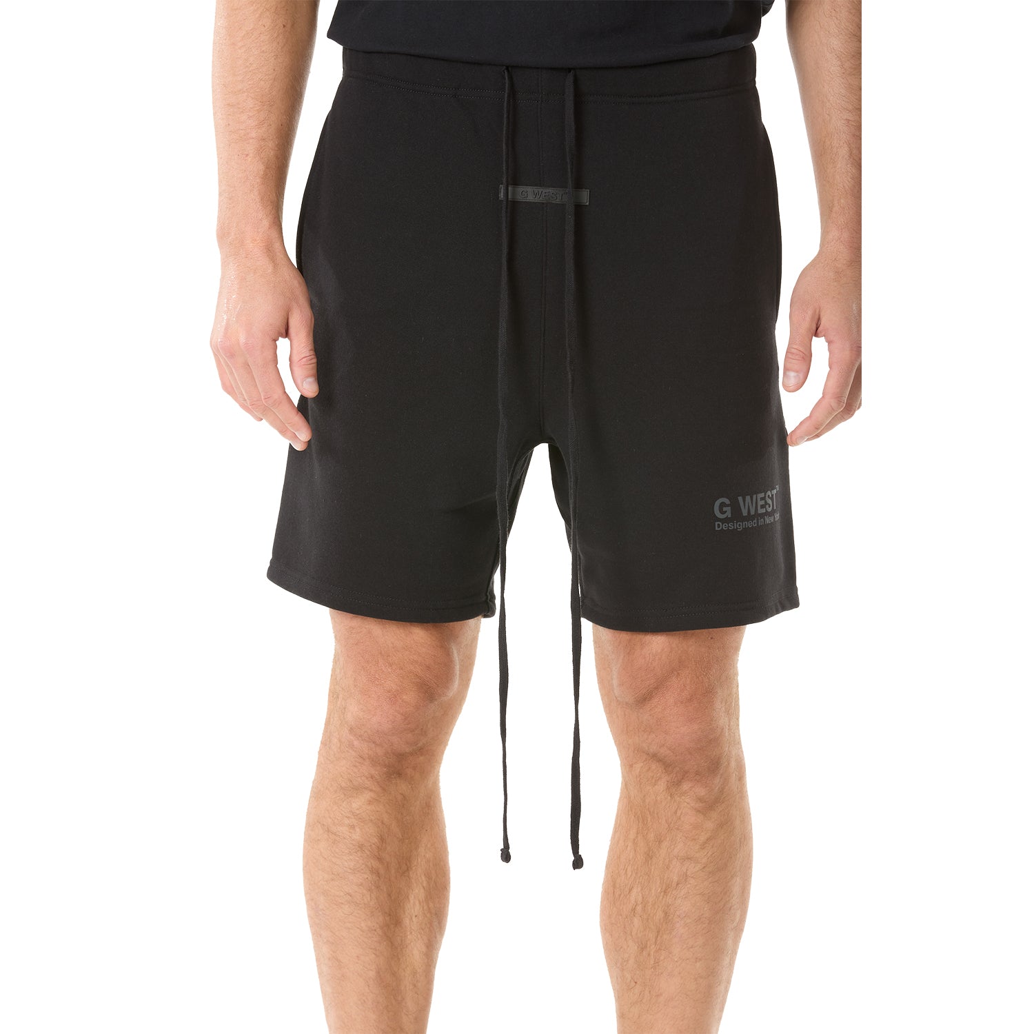 G WEST MENS LIFESTYLE PREMIUM SWEAT SHORTS - JET BLACK