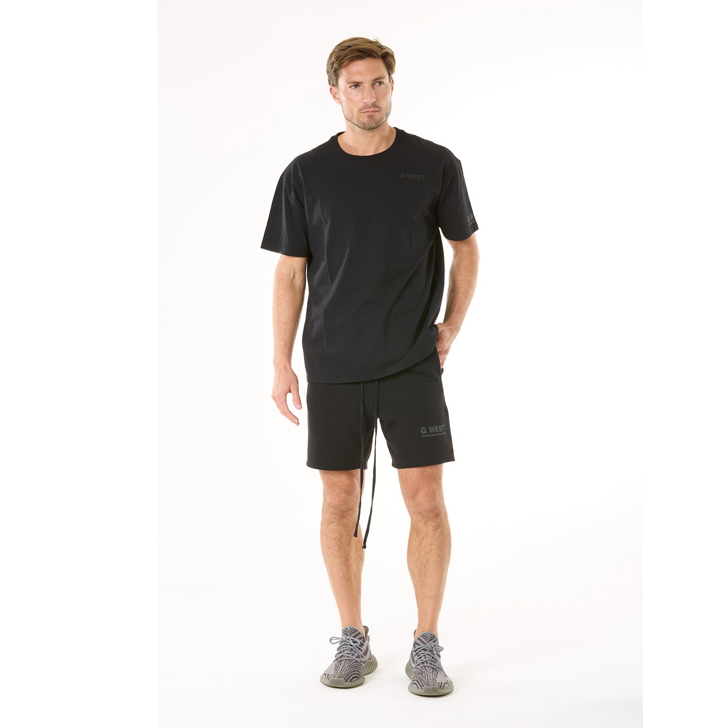 G WEST MENS LIFESTYLE PREMIUM SWEAT SHORTS - JET BLACK