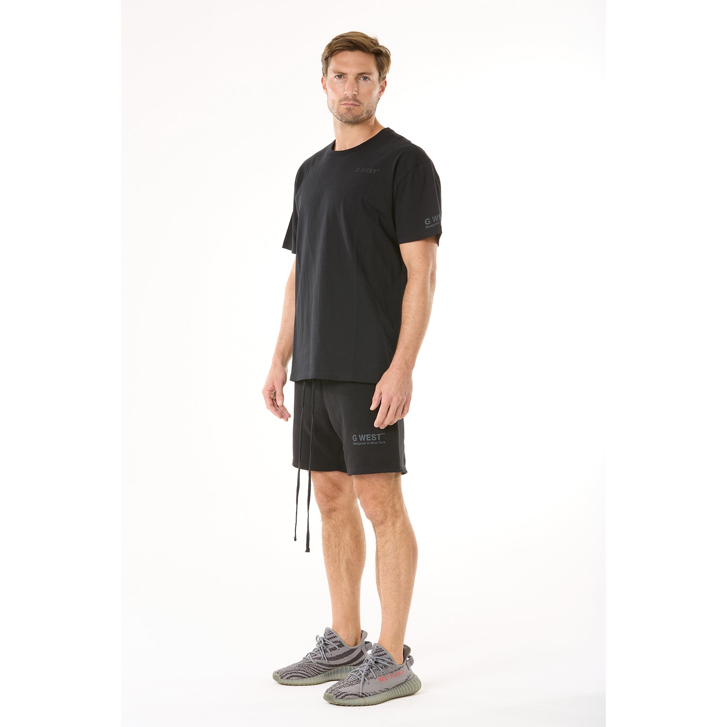 G WEST MENS LIFESTYLE PREMIUM SWEAT SHORTS - JET BLACK