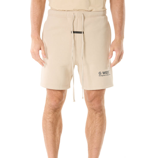 G WEST MENS LIFESTYLE PREMIUM SWEAT SHORTS - OXFORD TAN 