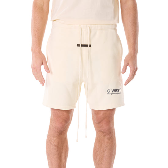 G WEST MENS LIFESTYLE PREMIUM SWEAT SHORTS - CLOUD CREAM