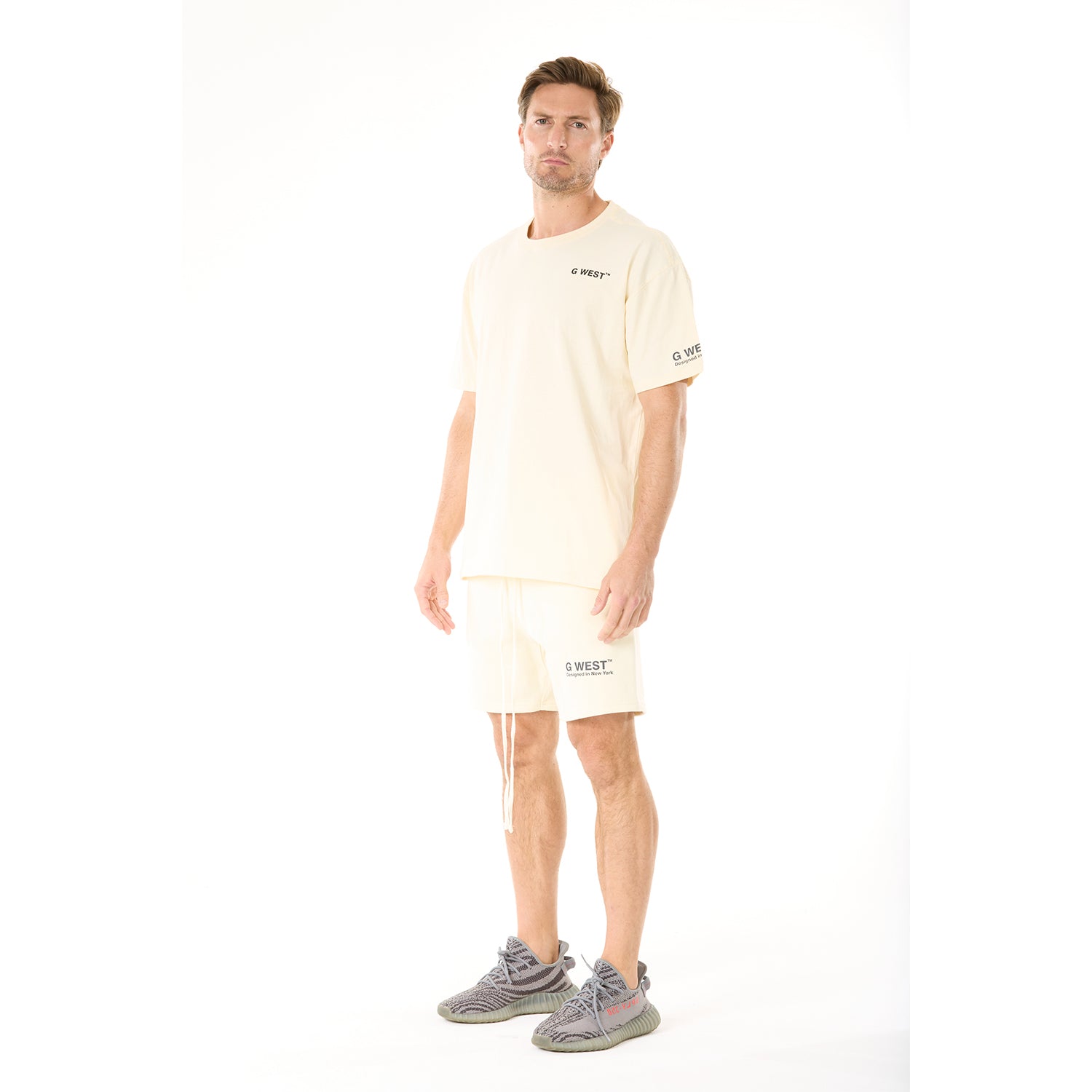 G WEST MENS LIFESTYLE PREMIUM SWEAT SHORTS - CLOUD CREAM