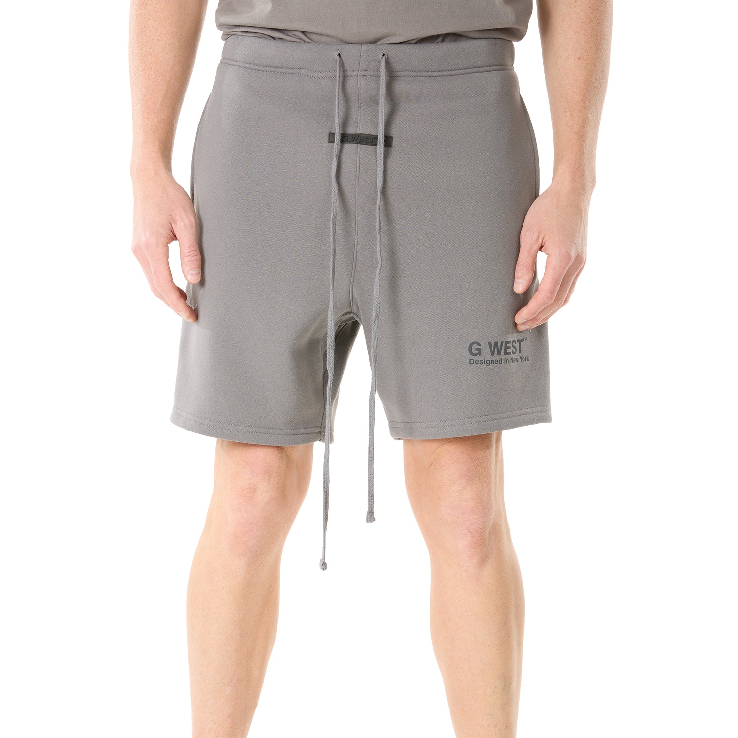 G WEST MENS LIFESTYLE PREMIUM SWEAT SHORTS - CHARCOAL GRAY