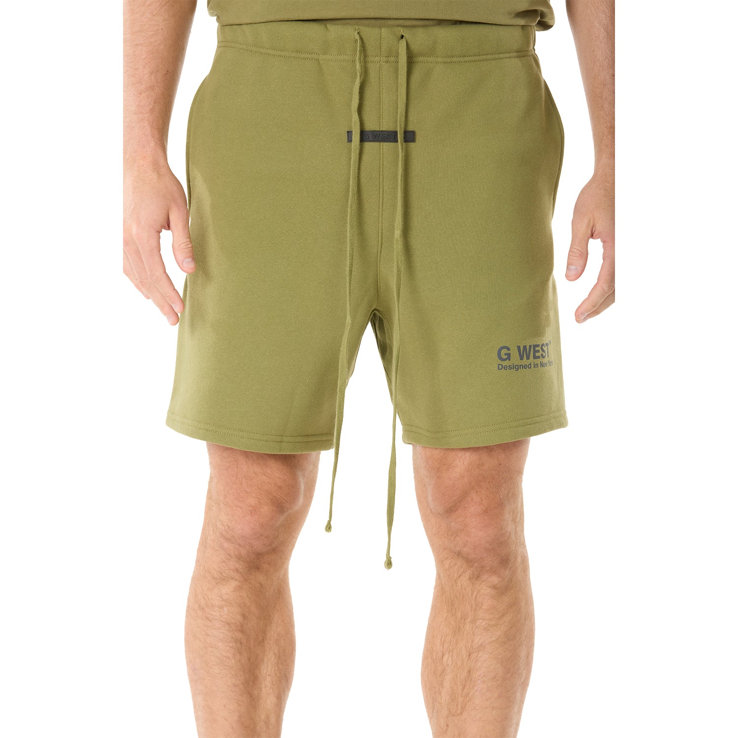 G WEST MENS LIFESTYLE PREMIUM SWEAT SHORTS - CAPULET OLIVE