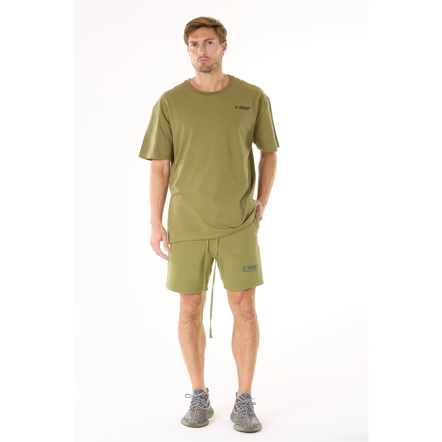 G WEST MENS LIFESTYLE PREMIUM SWEAT SHORTS - CAPULET OLIVE