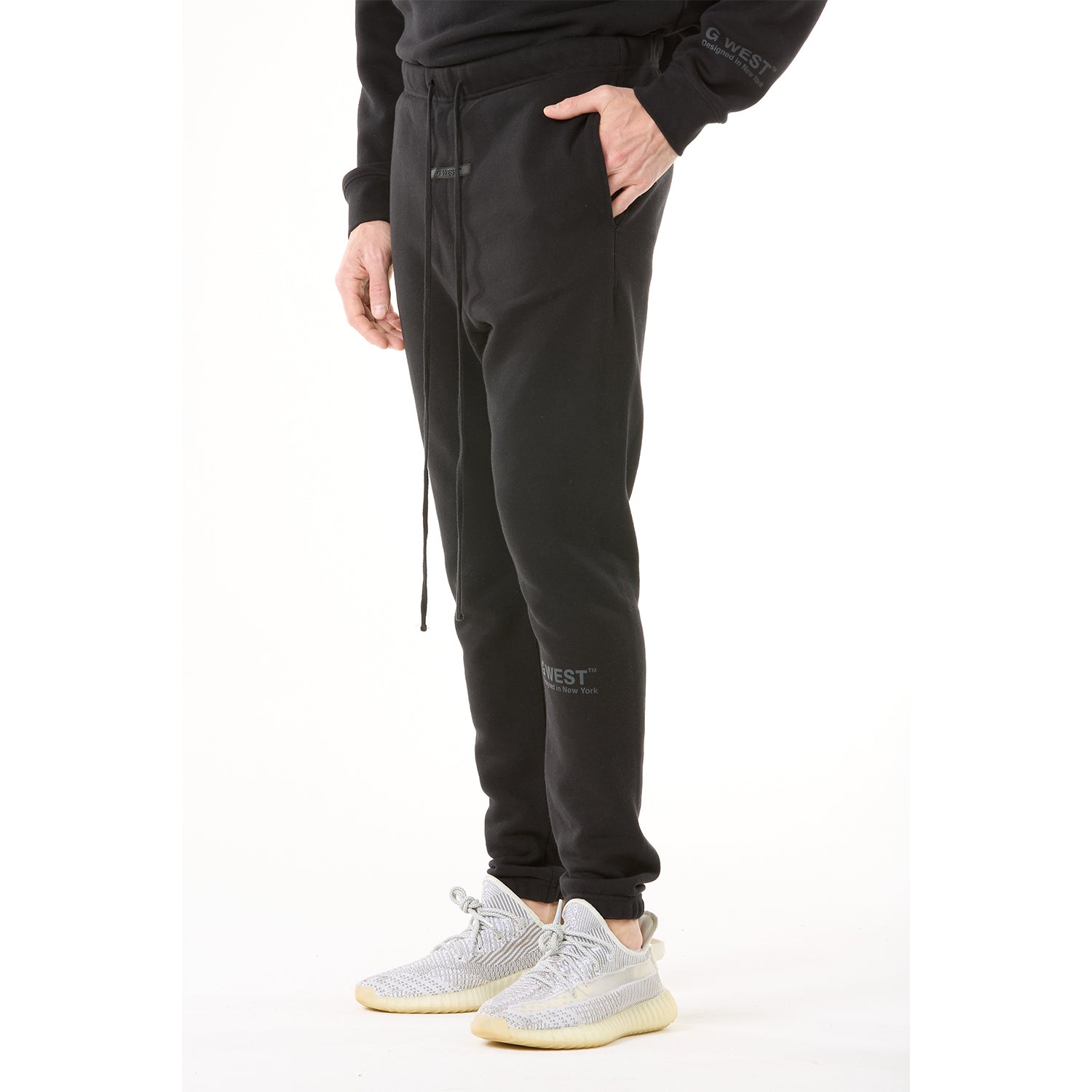 G WEST MENS  LIFESTYLE PREMIUM JOGGER PANTS - JET BLACK