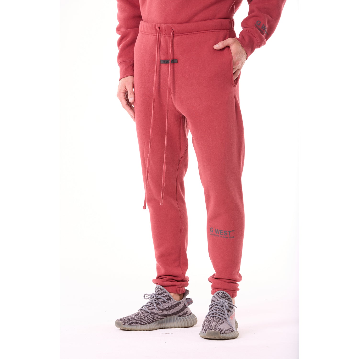 G WEST MENS LIFESTYLE PREMIUM JOGGER PANTS - BRICK RED