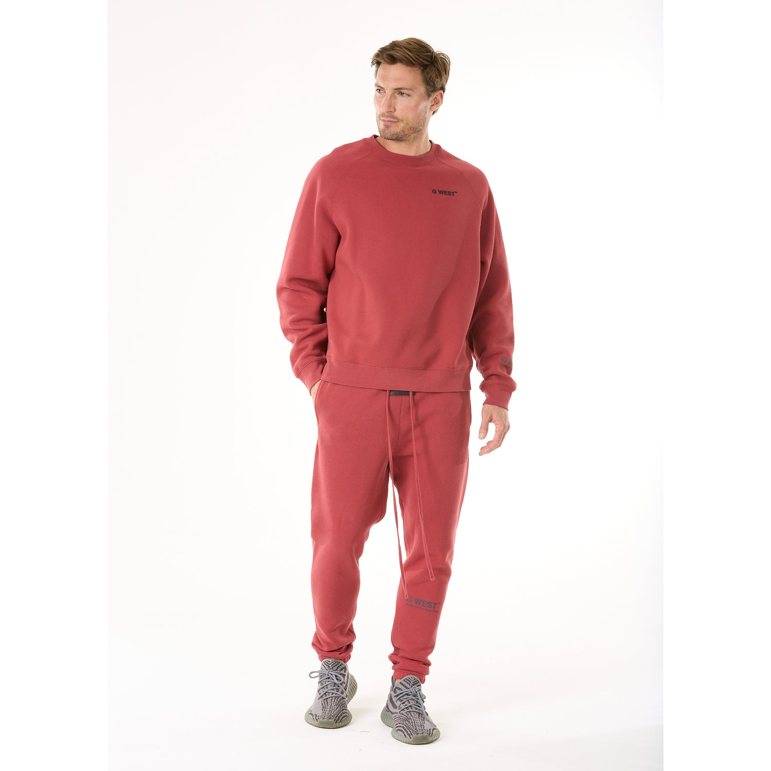 G WEST MENS LIFESTYLE PREMIUM JOGGER PANTS - BRICK RED