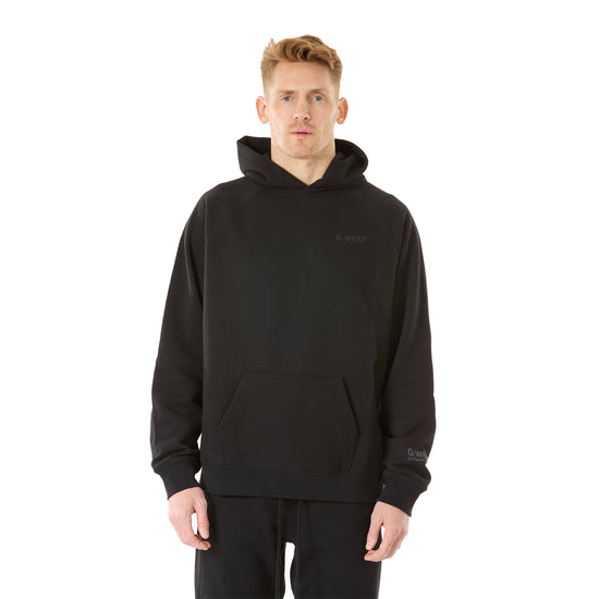 G WEST MENS LIFESTYLE PREMIUM PULLOVER HOODIE - JET BLACK 