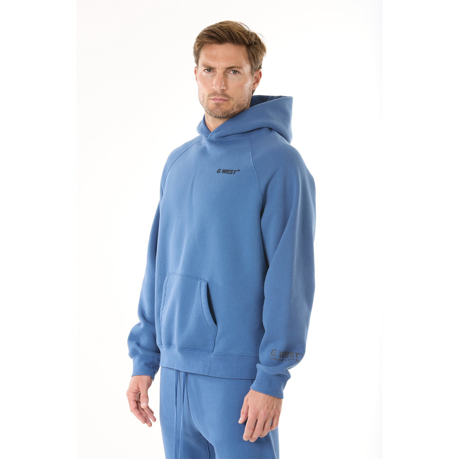 G WEST MENS LIFESTYLE PREMIUM PULLOVER HOODIE - TURE NAVY