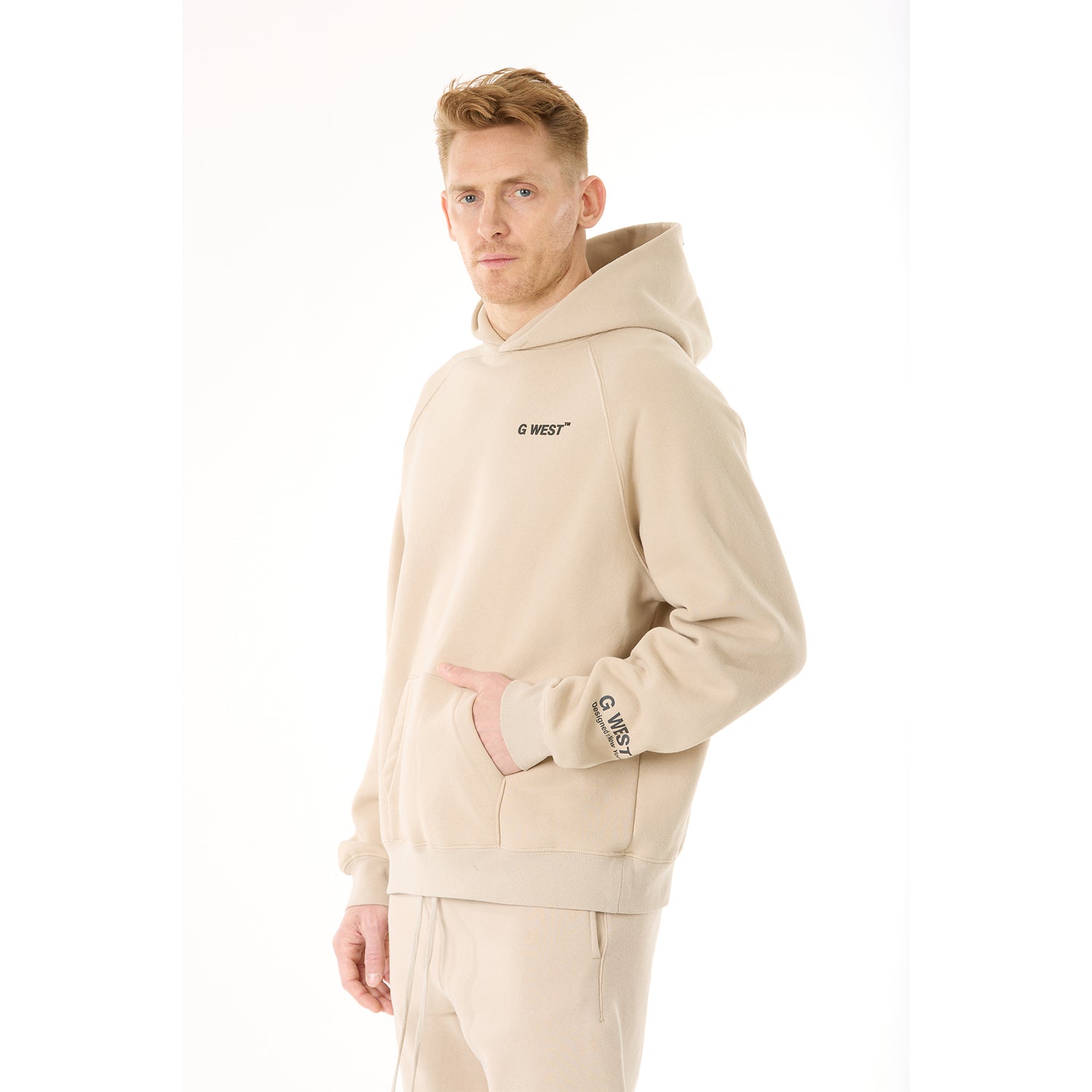 G WEST MENS LIFESTYLE PREMIUM PULLOVER HOODIE - OXFORD TAN