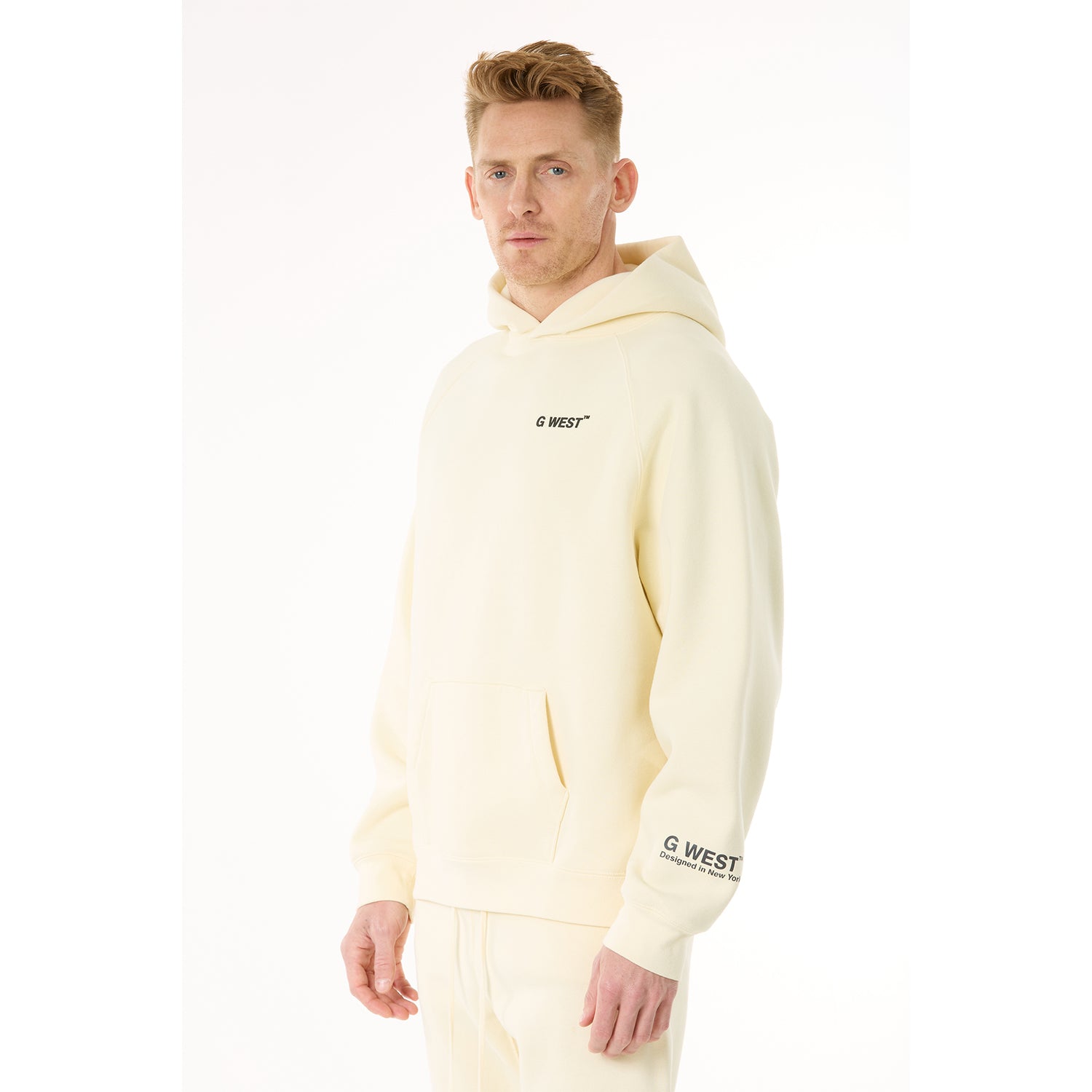 G WEST MENS LIFESTYLE PREMIUM PULLOVER HOODIE - CLOUD CREAM