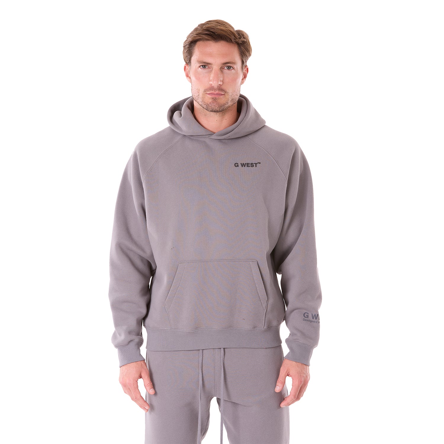 G WEST MENS LIFESTYLE PREMIUM PULLOVER HOODIE - CHARCOAL GRAY