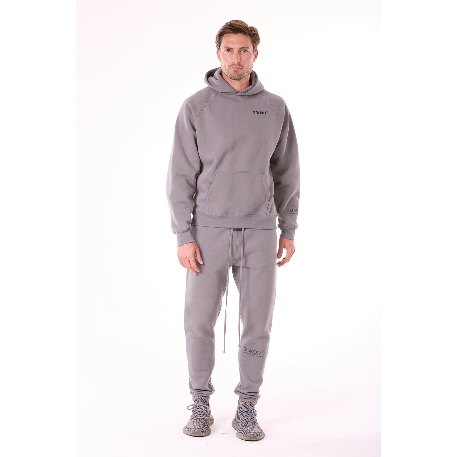 G WEST MENS LIFESTYLE PREMIUM PULLOVER HOODIE - CHARCOAL GRAY