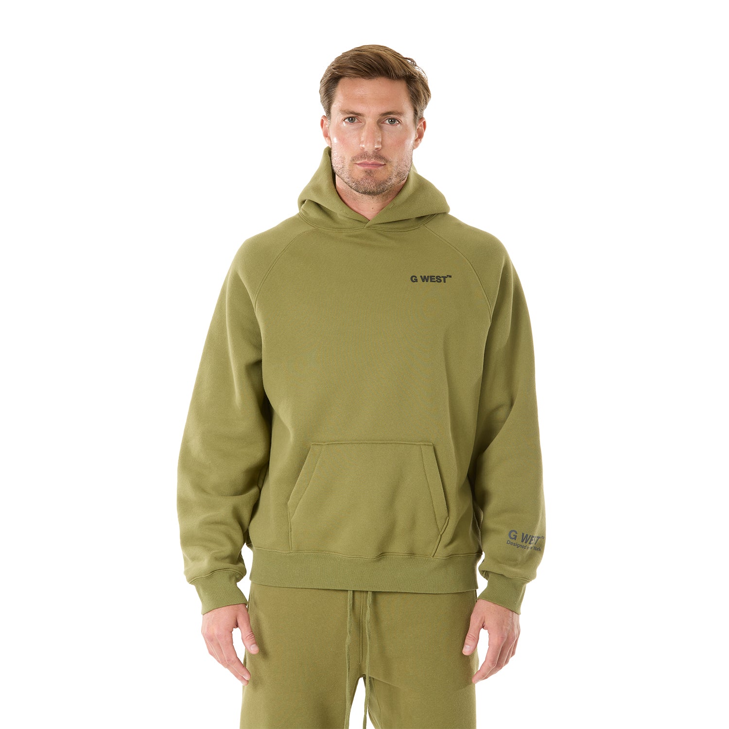 G WEST MENS LIFESTYLE PREMIUM PULLOVER HOODIE - CAPULET OLIVE