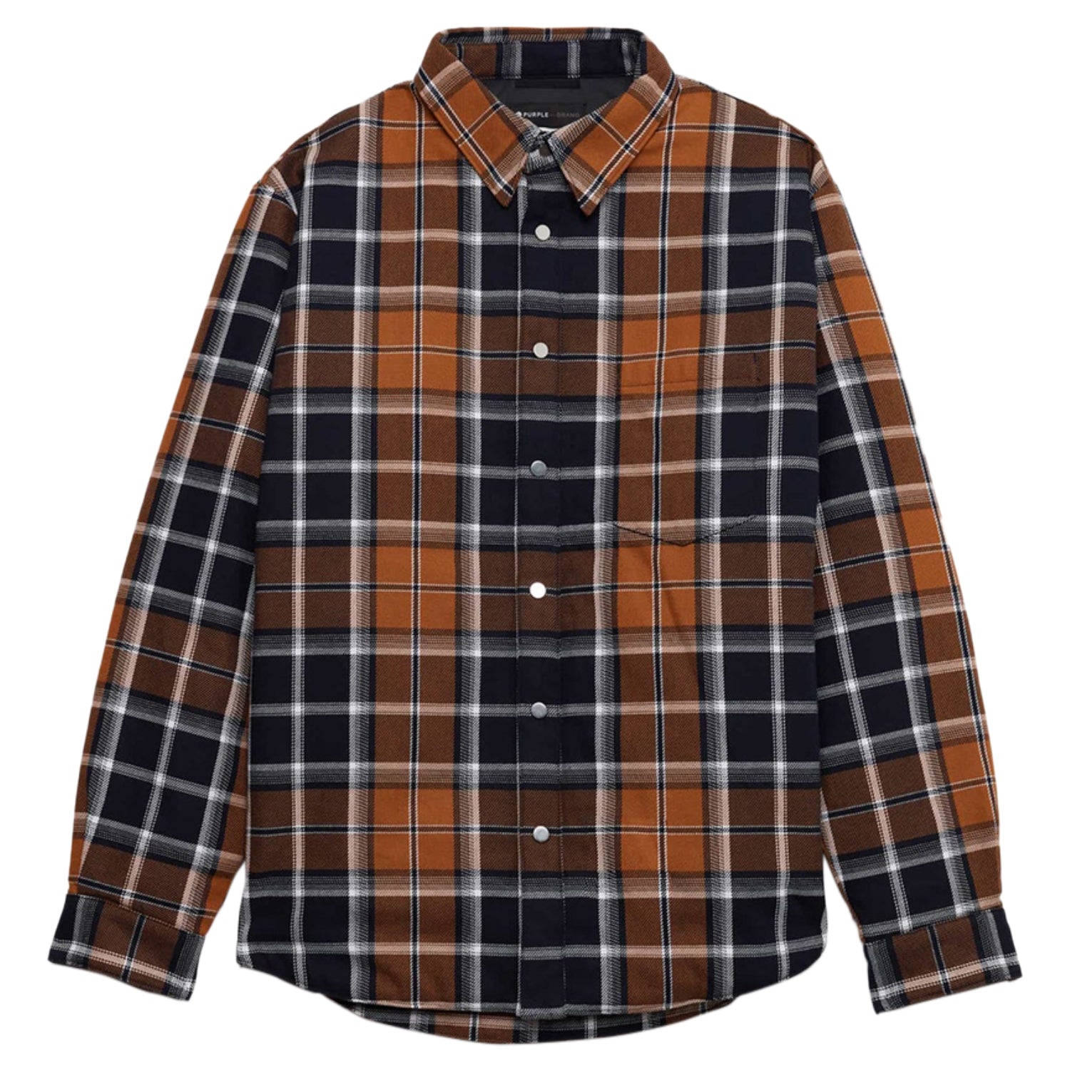 Purple-brand Gold Plaid Down Shirt Mens Style : P323-gpds122