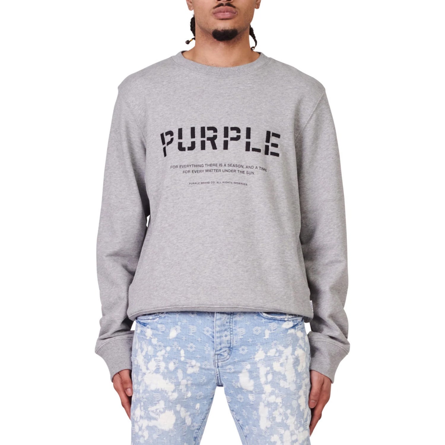 Purple-brand French Terry Embroidered Stencil Logo Crew Mens Style : P409-fhes222